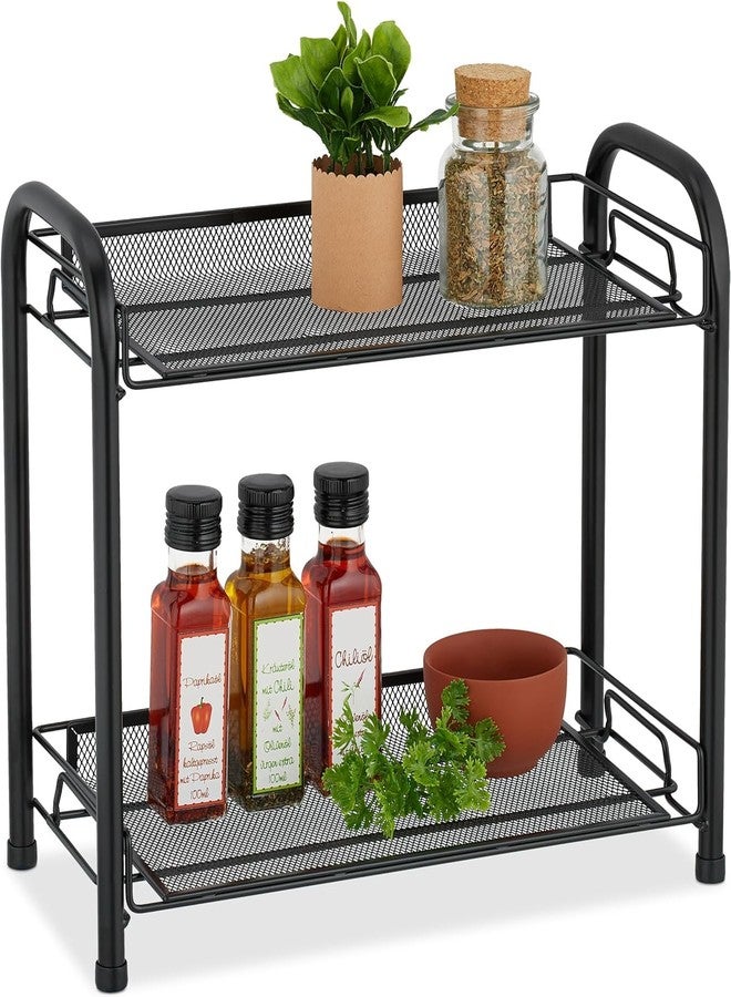 HOME CUBE Metal 2 Tier Kitchen Countertop Spice Container Organizer Rack for Cabinet Pantry - Seasoning Storage Shelf - Bathroom Storage - Image 1